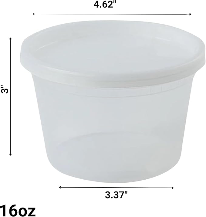 16 Oz Deli Containers with Lids | Heavy Duty BPA Free Food Storage Cups for Soup Meal Prep Slime Leftovers | Microwave Freezer Safe Reusable Round Containers | 144 Count - Image 2