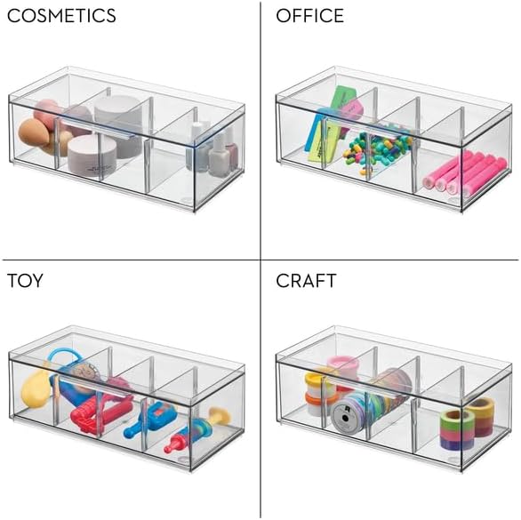iDesign XL Tea Bag Organizer, 4-Section Clear Stackable, 4-Pack | For Counter, Storage Drawer, For Cabinet - Image 7