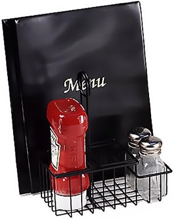 G.E.T. 4-31698 Black Metal Three Compartment Condiment Caddy with Menu Iron Powder Coated Table Caddies Collection | 3 compartments, Easy transport, Restaurant service, Great for Menus, Table Numbers, Buffet Labels and Counter Displays - Image 8