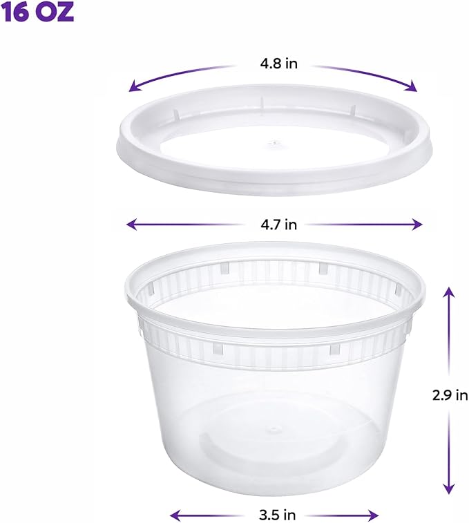 [Case of 240 16 oz. Plastic Food Storage Deli Containers with Lids, Disposable Containers With Lids - Perfect for Storing Soups, Sauces, and Snacks - Image 2