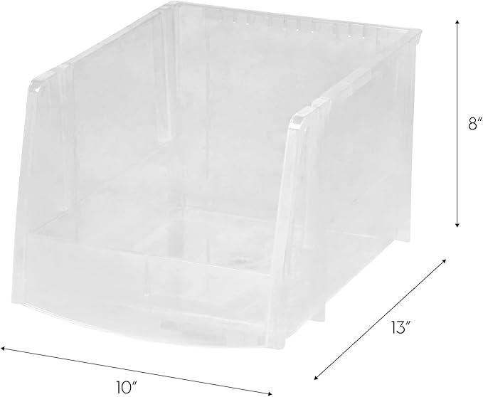 IRIS USA 4-Pack, X Large Plastic Stackable Storage Bin Organizer, Clear | Store snacks, cans, coffee pods, and household essentials with clear visibility and open access - Image 2