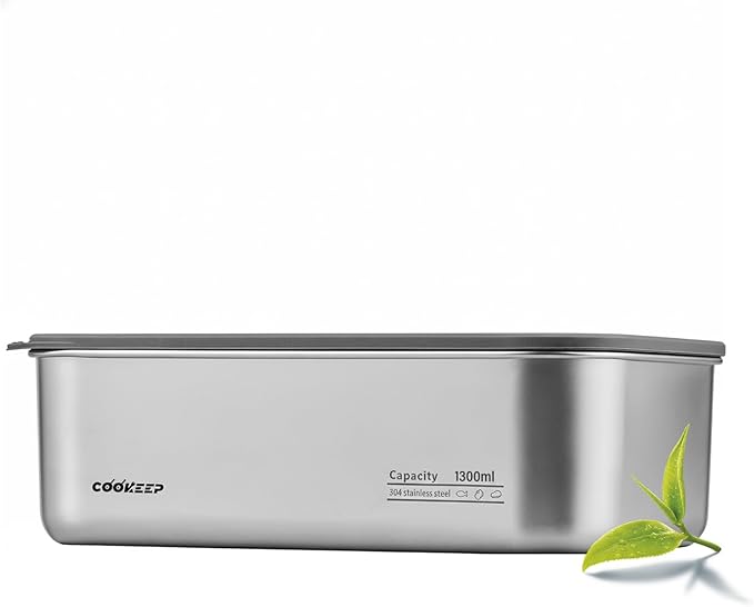 44oz/1300ml Stainless Steel Food Storage Containers,Stainless Steel Containers with Lids,Snack Containers,Lunch Box,Easy Clean,Airtight&Leakproof for Kitchen Storage,Dishwasher Safe,BPA-Free by Unknown