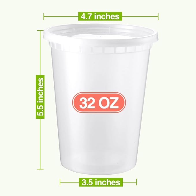 NEEBAKE 90 Set Deli-Containers-with-Lids: [8oz 16oz 32oz] Combo Plastic-Food-Storage-Containers-with-Lids, Microwaveable & Freezer Safe To-Go-Containers, Leak-proof Meal-Prep-Containers - Image 3