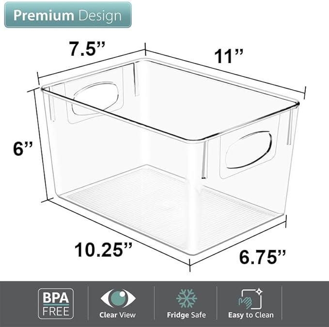 Sorbus Large Clear Plastic Storage Bins for Shelves, Clothes, with Handle - Clear Storage Bins, Drawer, Shelf, Closet, Pantry, Fridge, Freezer Organizer Bins, Closet Organizers and Storage (2 pack) - Image 3