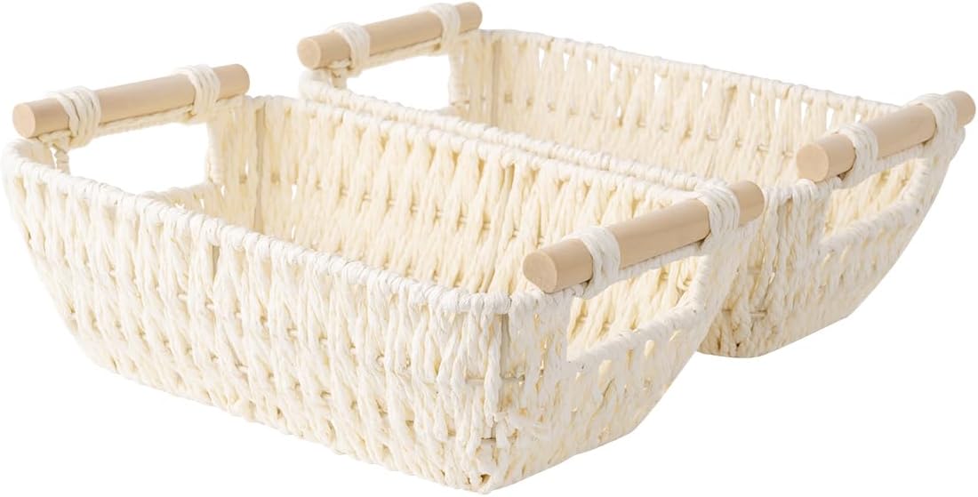 Storageworks Small Storage Basket, Woven Basket For Shelves, Beige by StorageWorks