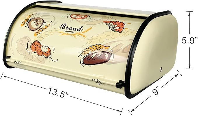 SOTECH Bread Box Metal Bread Storage Container Roll Top Bread Bin for Kitchen Countertop Farmhouse Bread Boxes Bread Keeper Holder Vintage airtight Counter - Image 6