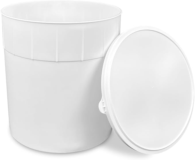 3 Gallon Ice Cream Container w/Lid, BPA Free, 10 Pack/White | Freezer Safe HDPE Plastic Round Tub for Bulk Frozen Desserts, Food Storage, Stackable Commercial Kitchen Use, Made in USA by ePackageSupply