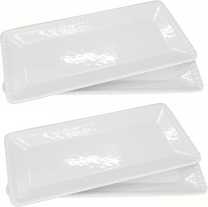 KX-WARE 17-Inch Melamine Serving Tray/Platters Set of 4, White & Rectangular | 100% Melamine,Dishwasher Safe,BPA Free by KX-WARE
