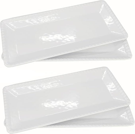 KX-WARE 17-Inch Melamine Serving Tray/Platters Set of 4, White & Rectangular | 100% Melamine,Dishwasher Safe,BPA Free by KX-WARE
