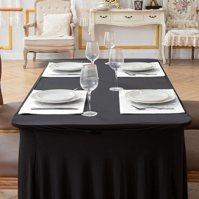 Cloth Placemats Set of 12, Linen Type Fabric Placemats Machine Washable Heat Resistant Placemats Wrinkle Free Thick Polyester Kitchen Place Mats for Dining Table (White) - Image 3
