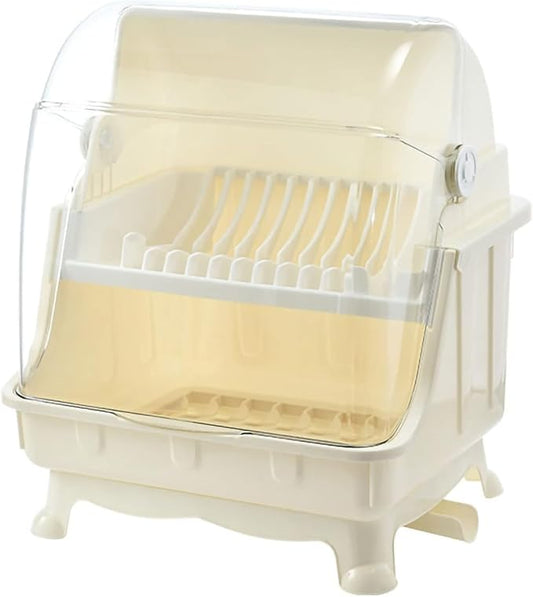 Pilipane Dish Drying Rack, Bottle Dryer Holder with Cover Lid and Removable Drainboard, Utensil and Cup Holder for Kitchen Counter, Dish Dryer Shelf, Medium Size, 16 x 13 x 18.3 Inch (White) by Pilipane