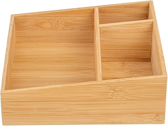 Restaurantware-8.3 x 8.3 x 2 Inch Coffee Condiment Organizer, 1 Square Creamer Organizer - 3 Compartments, Break-Resistant, Bamboo Coffee Accessory Caddy, Won't Chip, For Sugar Packets And Creamers - Image 13