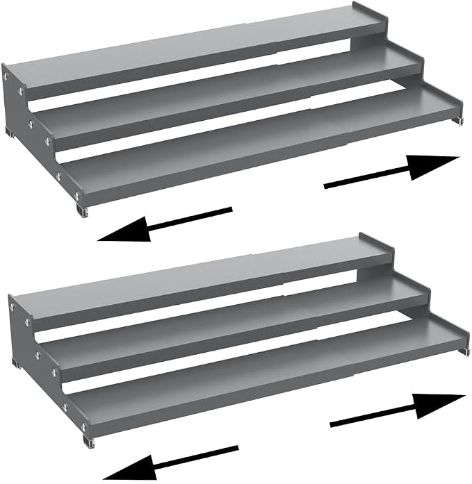 Expandable Carbon Steel Spice Rack Organizer for Pantry, Adjustable 3-Tier Ladder Shelf,Holds Up to 24 Cans,Kitchen Countertop Organizer, Rustproof Storage Rack for Spices, Cans, Sauces & Dry Goods by Ipotivespaceorganization