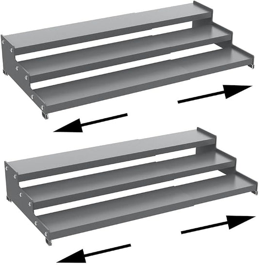 Expandable Carbon Steel Spice Rack Organizer for Pantry, Adjustable 3-Tier Ladder Shelf,Holds Up to 24 Cans,Kitchen Countertop Organizer, Rustproof Storage Rack for Spices, Cans, Sauces & Dry Goods by Ipotivespaceorganization