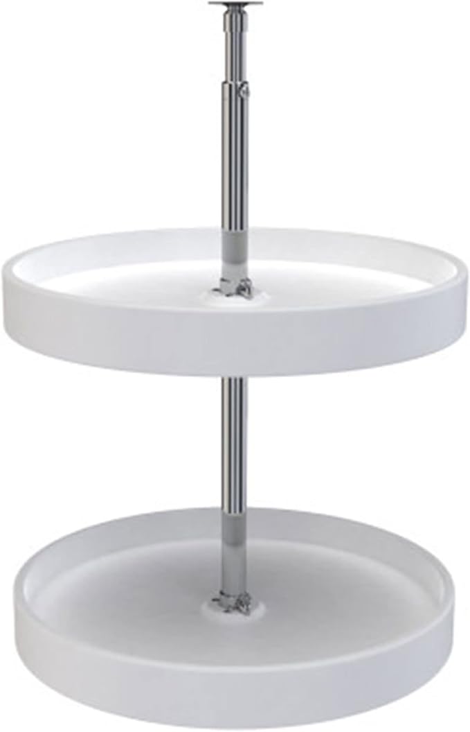 Rev-A-Shelf 18 Inch Dual Full-Circle Lazy Susan Organizer for Upper Corner Kitchen Cabinets, Plastic Home Storage 2 Tier Shelves, White, 6012-18-11-52 by Rev-A-Shelf
