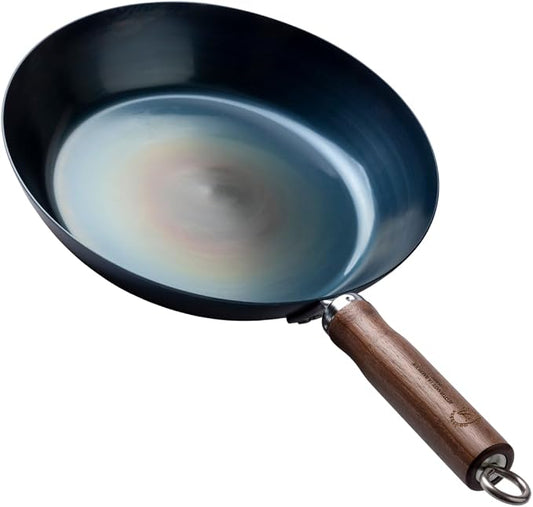 Crafted in Japan. Trusted by Chefs. Japanese Carbon Steel Frying Pan – Precision-Formed, Pre-Seasoned & Lightweight, Chef-Designed for High-Heat Control (11.0 inches) by Unknown