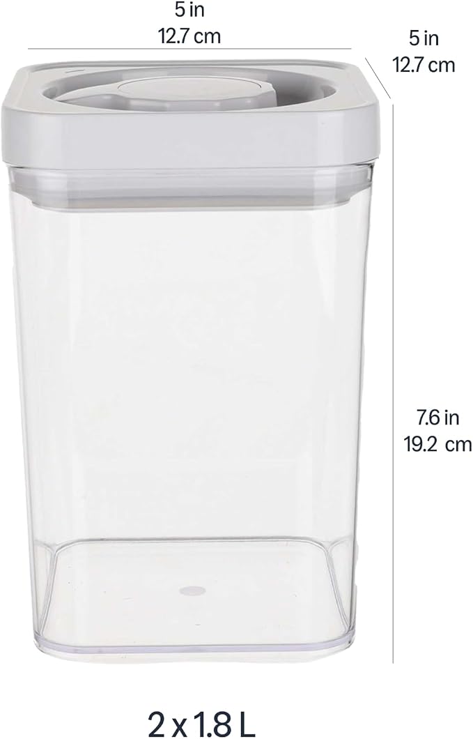 Amazon Basics Airtight Food Storage Containers, BPA Free, Dishwasher Safe, with Twist/Turn Lids, for Kitchen Pantry Organization, 10-Piece Square Set, Clear Plastic - Image 6