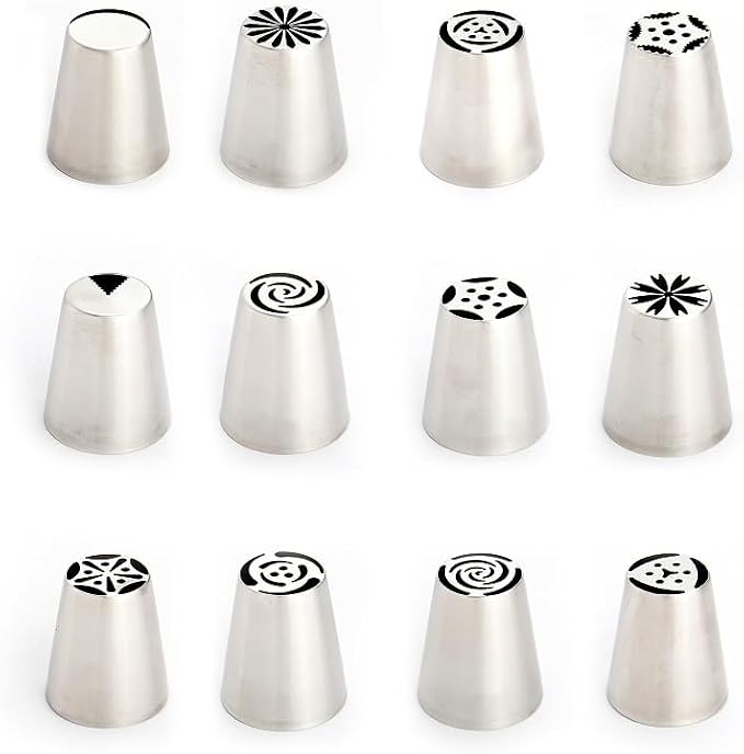 27 Pieces Small Stainless Steel Russian Flower Icing Tips Kit | Cupcake Flower Shaped Frosting Nozzles for Cake Decoration, Stainless Steel Small Russian Piping Tips - Image 2