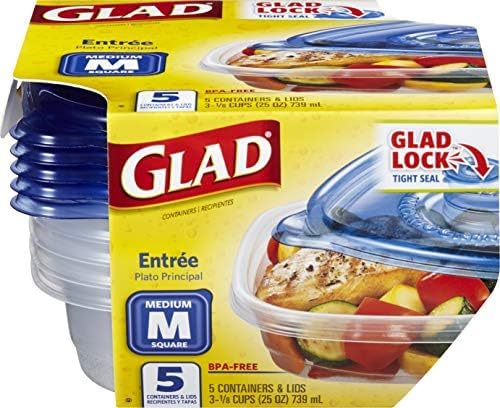 Glad GladWare Entree Food Storage Containers with Lids, Medium Square No BPA Plastic for Meal Prep and Lunches, Lock Tight Seal, Microwave and Dishwasher Safe, 25 Oz, 5 Count - 6 Pack - Image 8