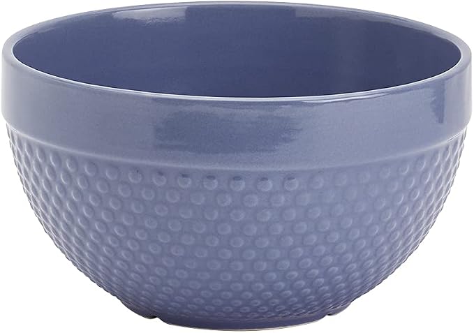 Tabletops Gallery Hobnail Style 4 Piece Blue Storm Stoneware Nesting Mixing Bowl Set for Baking and Cooking - Image 7