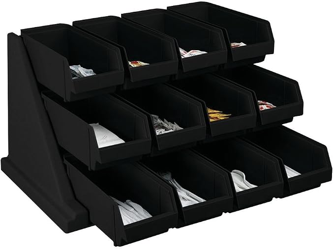 Cambro Versa - Self Serve Condiment and Utensil Bin - 12 Storage Bins - Ideal for Food and Coffee Condiments (Black) by CambroManufacturing