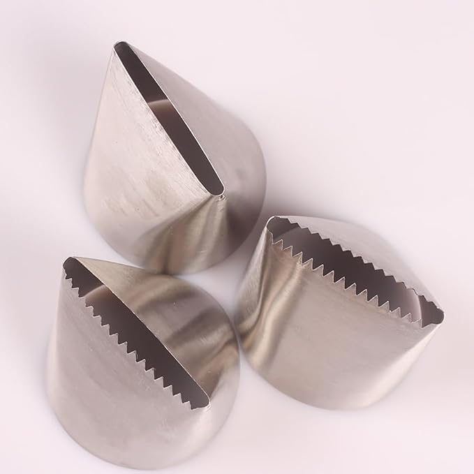 3 Pcs Stainless Steel Piping Tips Ribbon Icing Tips Large Piping Nozzles Big Frosting Tips Cupcake Pastry Tips Cake Decorating Tools for Cupcakes Cookies - Image 3
