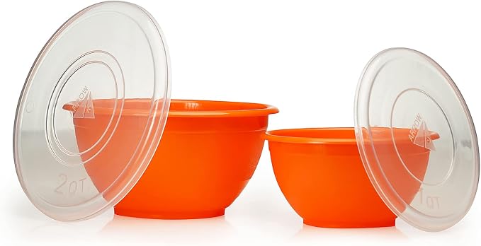 Stephanie Imports Made in USA 6-Piece Set of Prep & Store Plastic Bowls with Clear Lids (BPA-Free and Dishwasher Safe) - Orange, Red and Yellow - Image 3