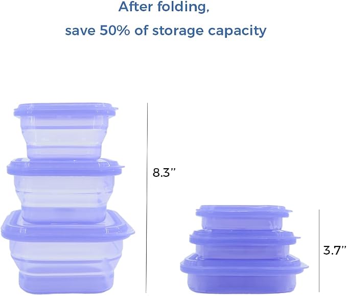 Collapsible Silicone Food Storage Containers with Silicone Airtight Lids-3 Pack (Clear), Reusable Stacking Lunch Boxes, Kitchen Stacking Container Set for Microwave Freezer Dishwasher Safe… - Image 3