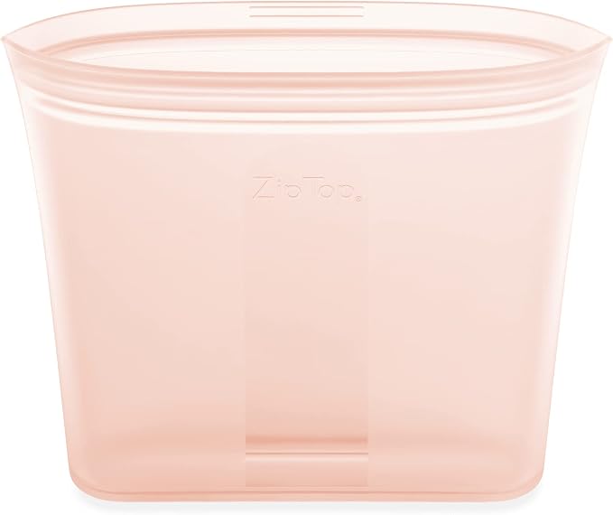Zip Top Reusable Food Storage Bags | Sandwich Bag [Peach] | Silicone Meal Prep Container | Microwave, Dishwasher and Freezer Safe | Made in the USA by ZipTop