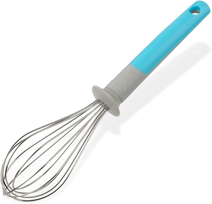 Tasty Stainless Steel Whisk, Balloon Whisk for Stirring and Whipping Ingredients, Balloon Wire Whisk, Egg and Milk Frother, Dimensions: 26 x 6 cm, Colour: Blue, Grey, Silver by Tasty