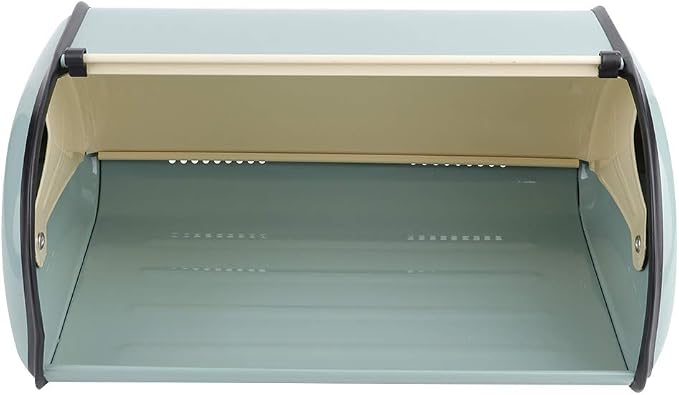 Metal Bread Storage Container, Large Capacity Vintage Roll Top Bread Box Bread Holder Bread Dispenser Kitchen Countertop Box for Kitchen Bread Storage 13.6 * 9.1 * 5.7 in (Blue) - Image 9