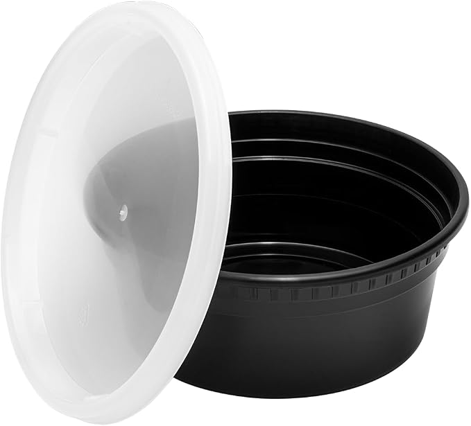 Karat [8oz - 240 ct Black PP Injection Molded Round Deli Containers with Lids (FP-IMDC8-PPB) - Image 6