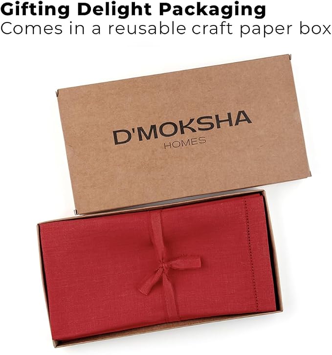 Signature Linen™ by D'Moksha Racing Red Dinner Napkins Set of 4, 20 x 20 Inch Cloth Napkins, 100% Pure Linen, Hemstitch, Machine Washable Table Napkins- Summer, Weddings, Outdoor hostings - Image 5