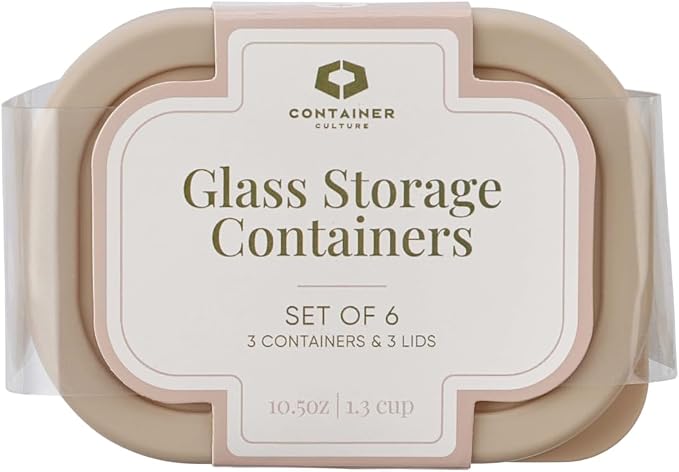 Glass Food Storage Containers with Lids — 6 Piece — 10.5 oz Glass with BPA-Free Leakproof Stackable Lids — Microwave, Oven & Dishwasher Safe — Ideal for Meal Prep & More - Cashew Cream - Image 3