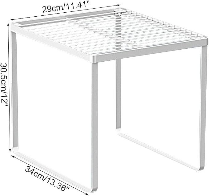 Kitchen Cabinet Storage Shelf Stackable Wire Spice Rack Organizer Heavy Duty Space Saver for Bathroom Bedroom Closet Laundry Room Office Countertop - White, Pack 1 - Image 2