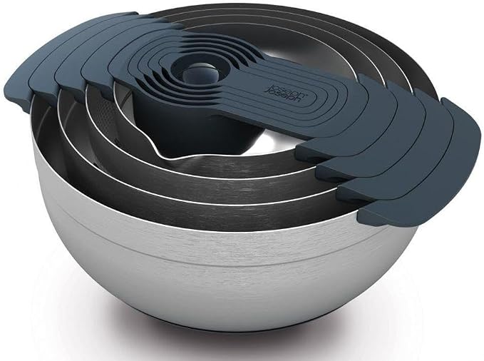 Joseph Joseph Nest 9 Plus, 9 Piece Compact Food Preparation Set with Mixing Bowls, Measuring Cups, Sieve and Colander, Stainless Steel by Unknown