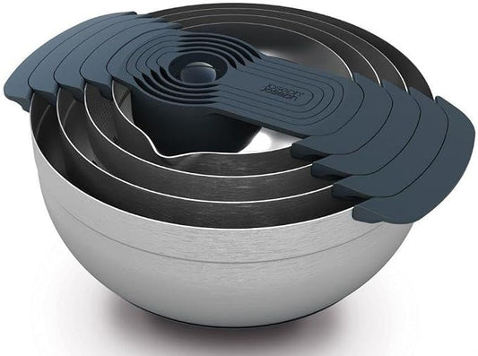 Joseph Joseph Nest 9 Plus, 9 Piece Compact Food Preparation Set with Mixing Bowls, Measuring Cups, Sieve and Colander, Stainless Steel by Unknown