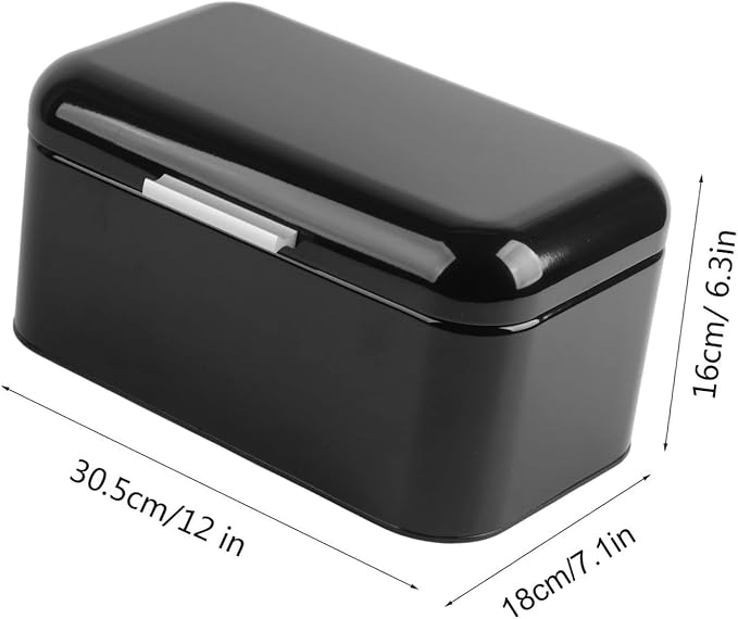 Cocoarm Solid Color Bread Box for Kitchen Countertop, Metal Bread Storage Bin Large Capacity Kitchen Storage Container for Pastries,Loaves, Dry Food (Black) - Image 4