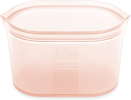 Zip Top Reusable Food Storage Bags | Large Dish [Peach] | Silicone Meal Prep Container | Microwave, Dishwasher and Freezer Safe | Made in the USA by ZipTop