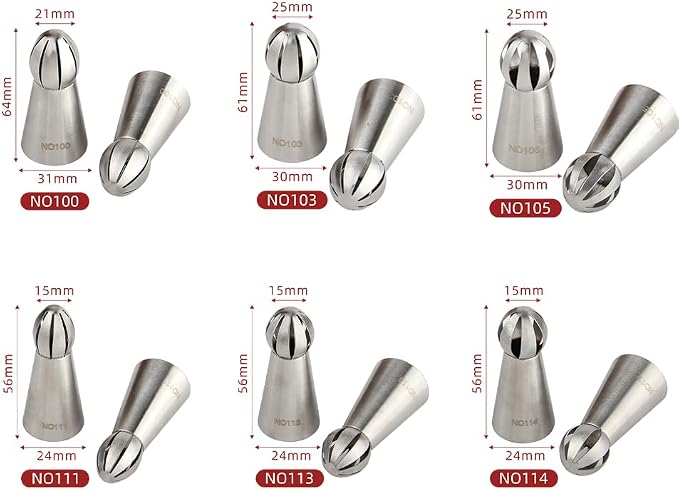 10 Pcs Stainless Steel Ball Twist Flower Icing Tips Set for Cupcakes | Ball Twist Drop Flower Piping Tips for DIY Cupcakes Bouquets, Cake Flower Decoration & Cupcakes Decorations - Image 7