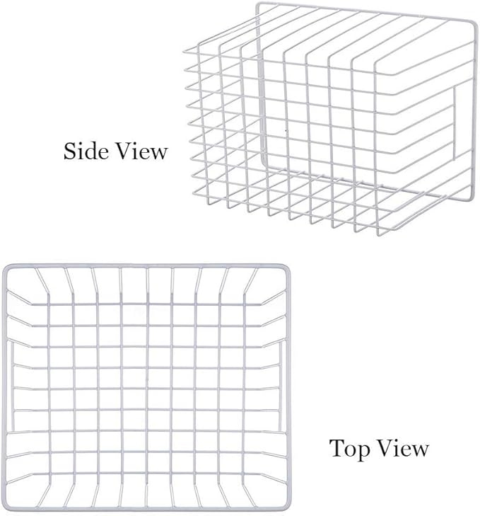 SANNO Freezer Wire Storage Organizer Basket, Refrigerator Storage Baskets Bins Organizer with Built-in Handles for Cabinets, Pantry, Closets, Bedrooms 4 Pack 11"x10"x 7" White - Image 2