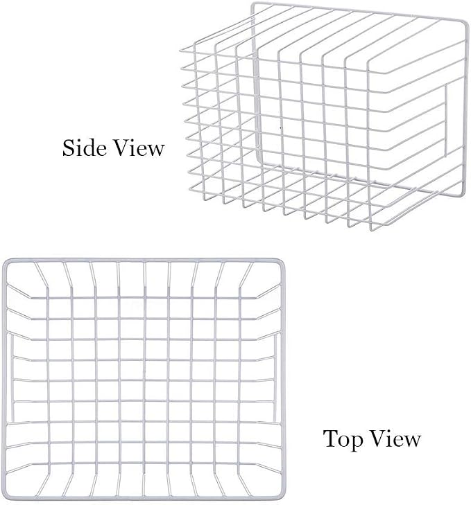 SANNO Freezer Baskets Freezer Wire Storage Basket, Organizer Food Storage Bin with Handles for Cabinets, Pantry, Closets, Bedrooms 11.8" x 11.8" x7" - Image 2