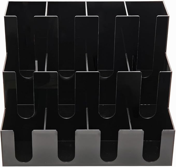 CiaoHER Large Acrylic Coffee Cup and Lid Dispenser, Black | 12 Compartments, Counter Top, Organize Disposable Cups, For Home or Office Use by CiaoHER