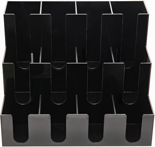 CiaoHER Large Acrylic Coffee Cup and Lid Dispenser, Black | 12 Compartments, Counter Top, Organize Disposable Cups, For Home or Office Use by CiaoHER