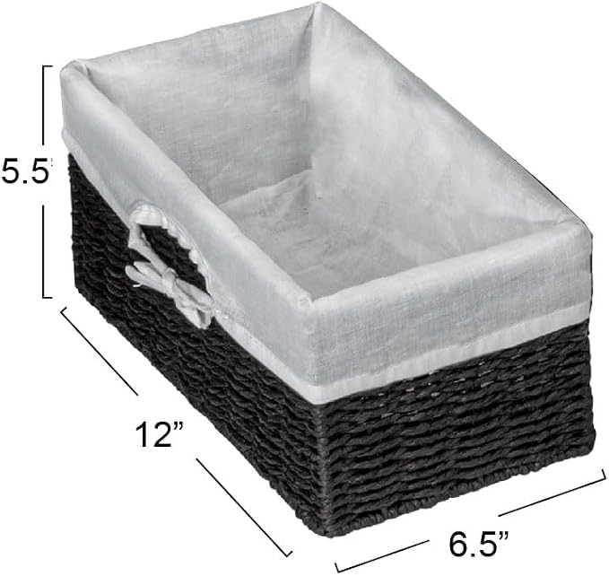 Household Essentials Wicker Basket Set, 3 Pieces, 1 Large and 2 Small Paper Rope Baskets for Storage and Organization - Image 3