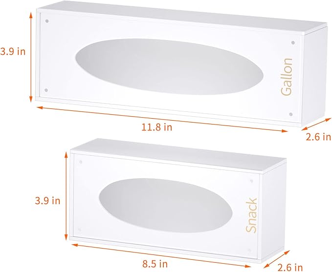 FEMELI Food Bag Storage Organizer Acrylic Kitchen Drawer Baggie Box White | 4 Separate Pack Compatible with Gallon, Slider Quart, Freezer, Sandwich, Snack, Variety Size Bags - Image 2