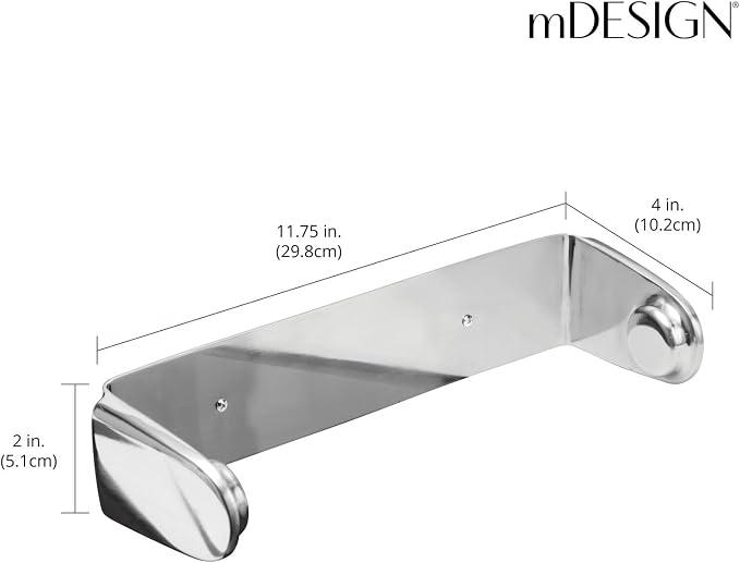 mDesign Metal Wall Mounted Paper Towel Holder Dispenser for Walls or Under Cabinet in Kitchen, Pantry, Cupboard, Sink Storage, Holds Jumbo Rolls - Omni Collection - Polished Stainless Steel - Image 4