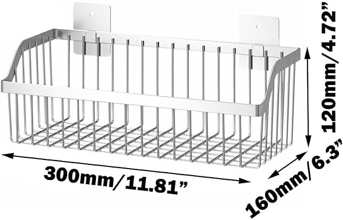 SUS304 Stainless Steel Wire Basket, Hanging Wall Organizer Cabinet Storage Basket, Wall Mounted Shelves for Home Kitchen Bathroom, 2-Pack - Image 2