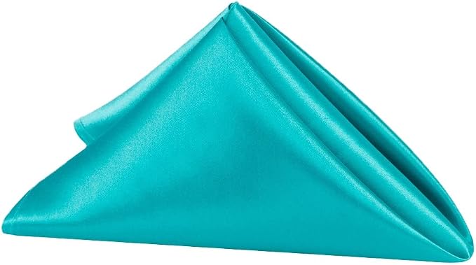 CVL 50 Pk, Satin Napkin 20"x20" Square Edge: Hemmed Material: 100% Polyester - Aqua Blue by Unknown