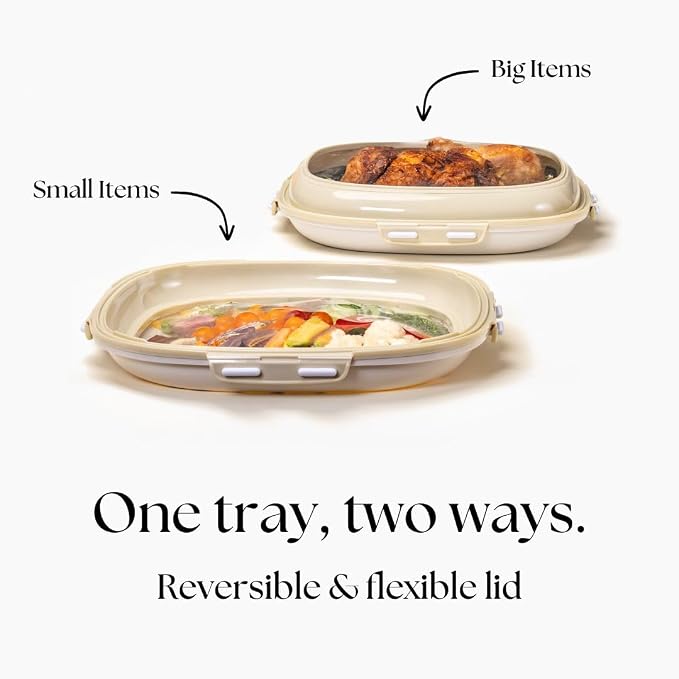 Crudités Portable Stretch-Lid Snack Tray, Square 2-Pack, Sage Green - Image 2